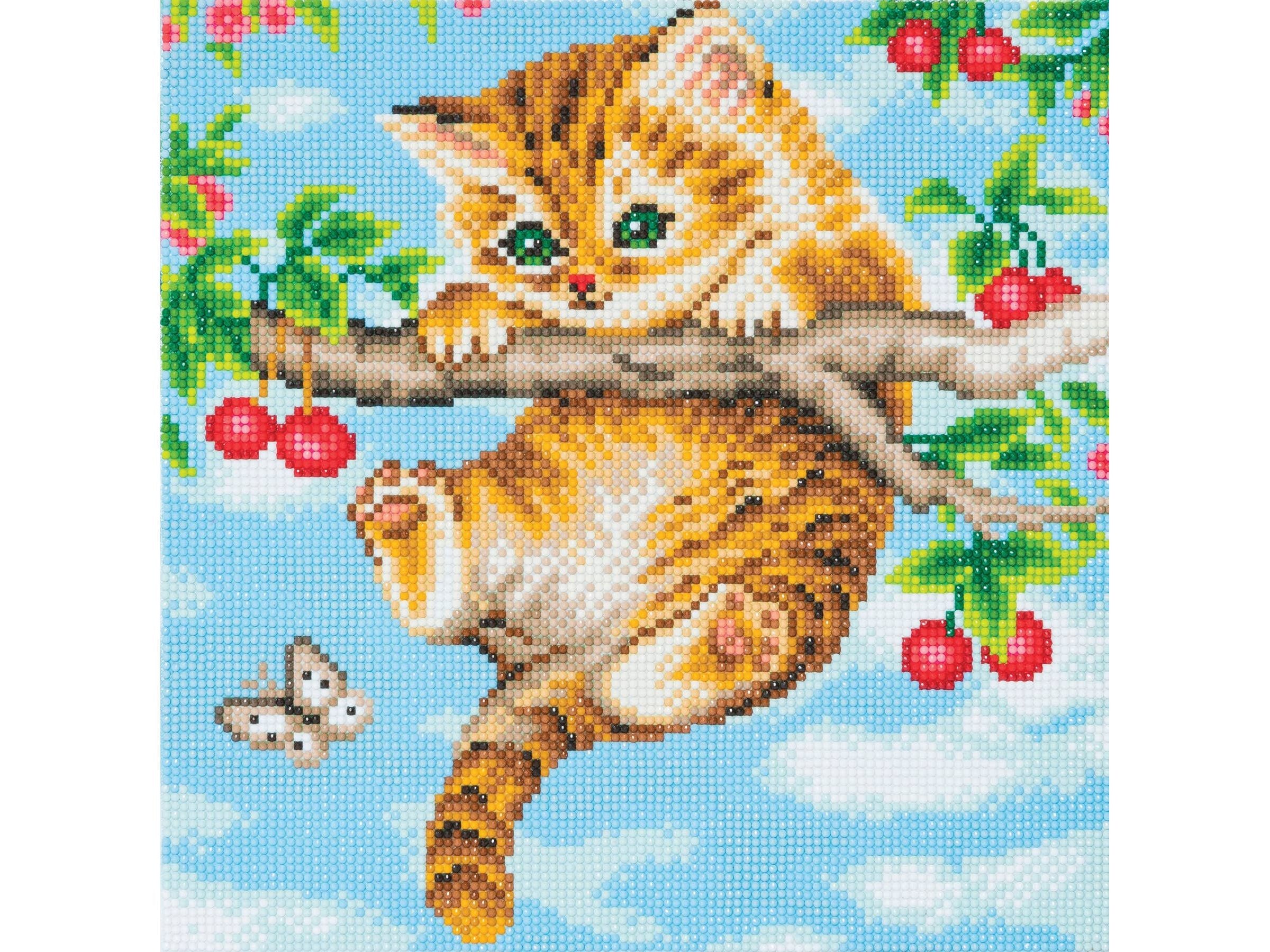 Medium (11.8" x 11.8") Crystal Art Kit - Cherry Kitten