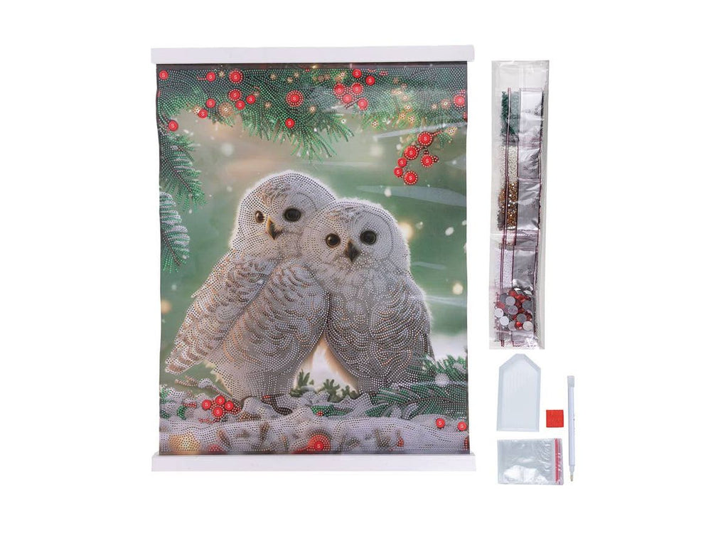 Crystal Art Scroll Kit: Snowy Owls Sanctuary