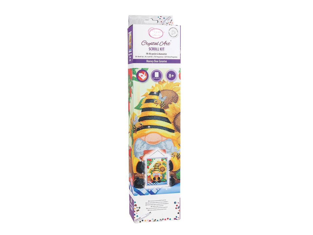 Crystal Art Scroll Kit: Busy Bee Gnome
