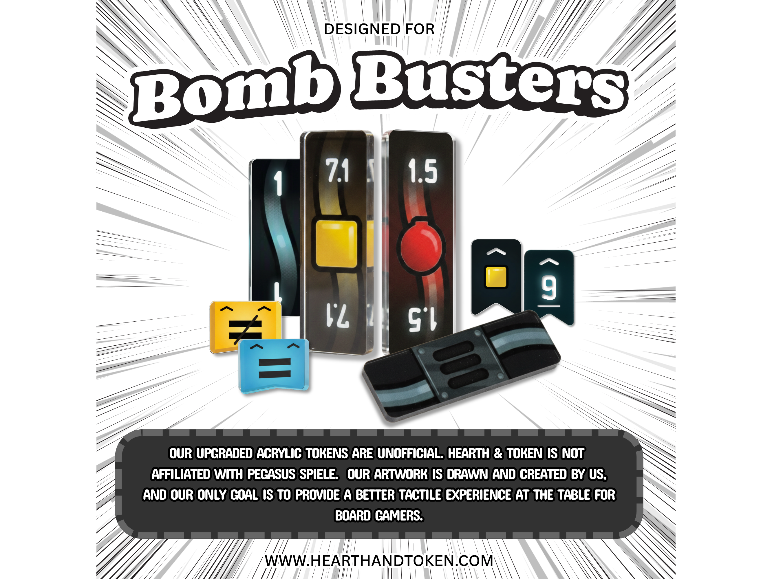 Bomb Busters Acrylic Tokens