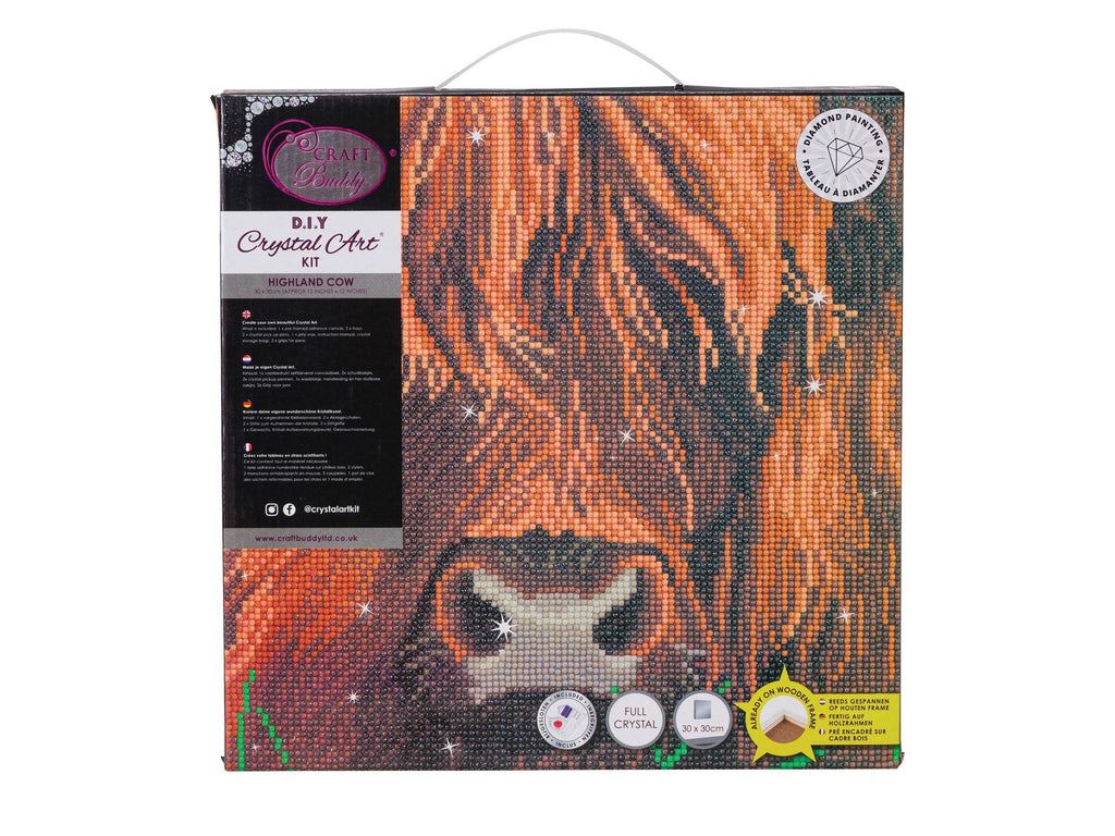 Crystal Art Mounted Kit: Highland Cow Medium Size (11.8" x 11.8")