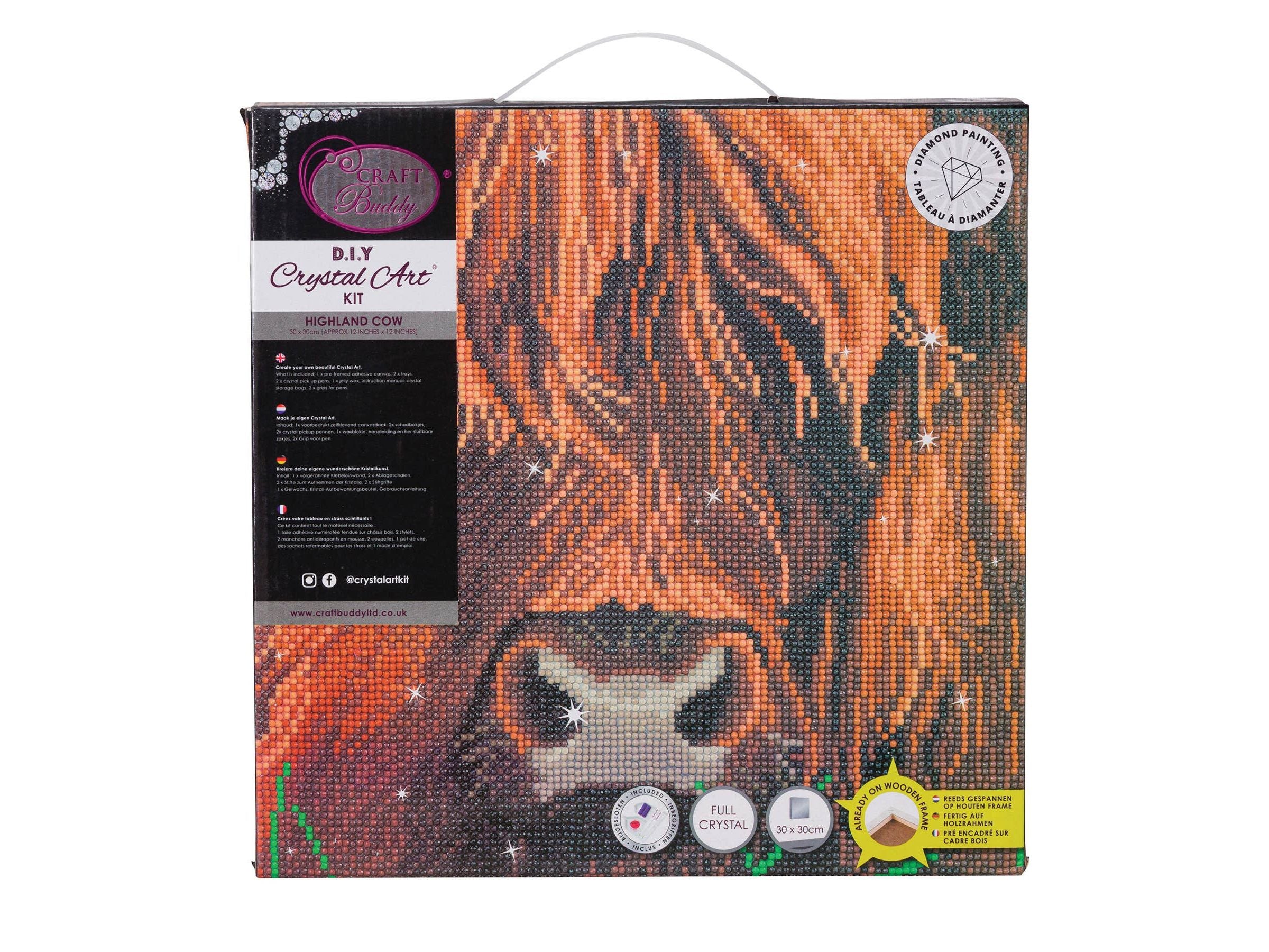 Crystal Art Mounted Kit: Highland Cow Medium Size (11.8" x 11.8")
